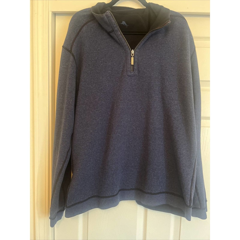 Tommy Bahama Reversible Sweater Men's 1/4 zip Size 3XL Light Blue/dark Blue